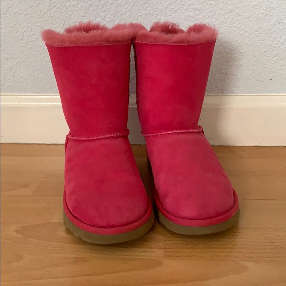 Girls Pink Bailey Bow UGG Boots Size 3